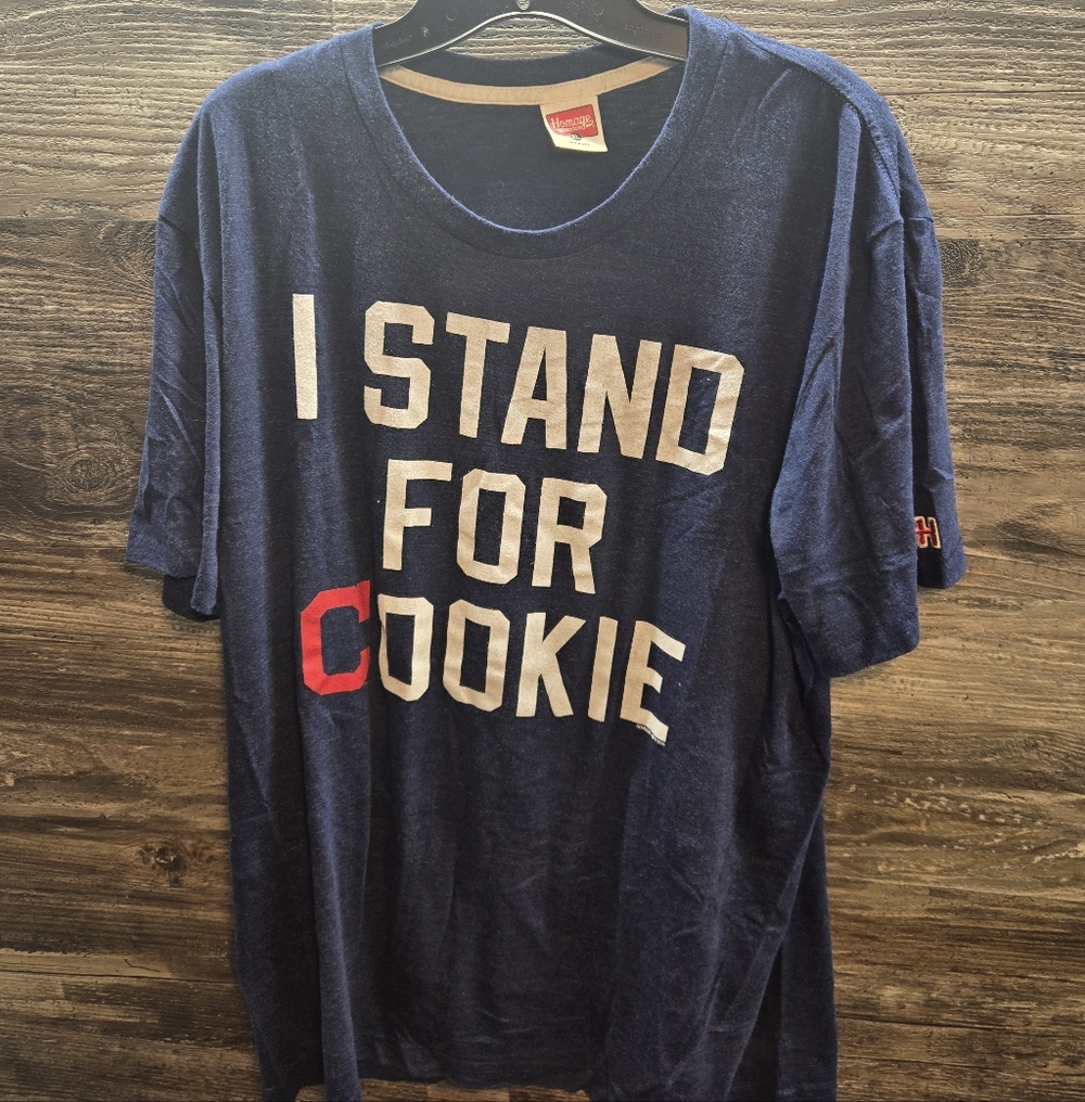Homage Cleveland Indians Guardians Carrasco I STAND FOR COOKIE‎ Shirt; Mens XL